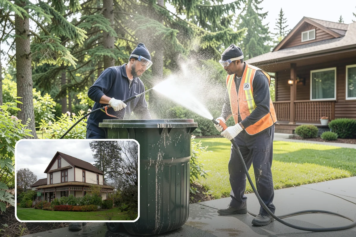 Patio Cover Cleaning in Sumner, Pierce County, WA - Clears heavy needle and moss buildup from the cover top