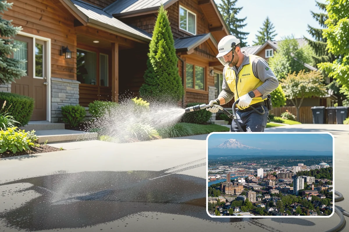 Patio Cover Cleaning in Tacoma, Pierce County, WA - Clears heavy needle and moss buildup from the cover top