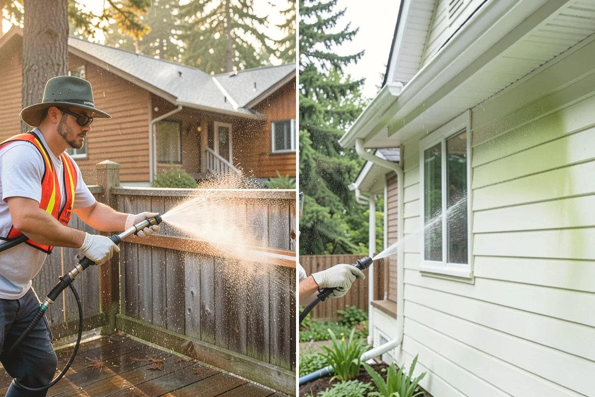 Patio Cover Cleaning in Tacoma, Pierce County, WA - Blow needles and leaves off the cover surface