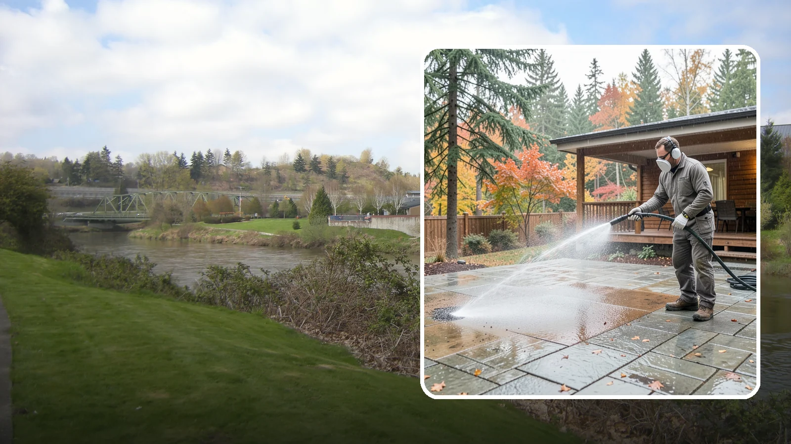 Patio Cover Cleaning in Tukwila, King County, WA - We wash patio covers top and bottom to remove needle debris, moss, and the drip stains that shade structures collect.