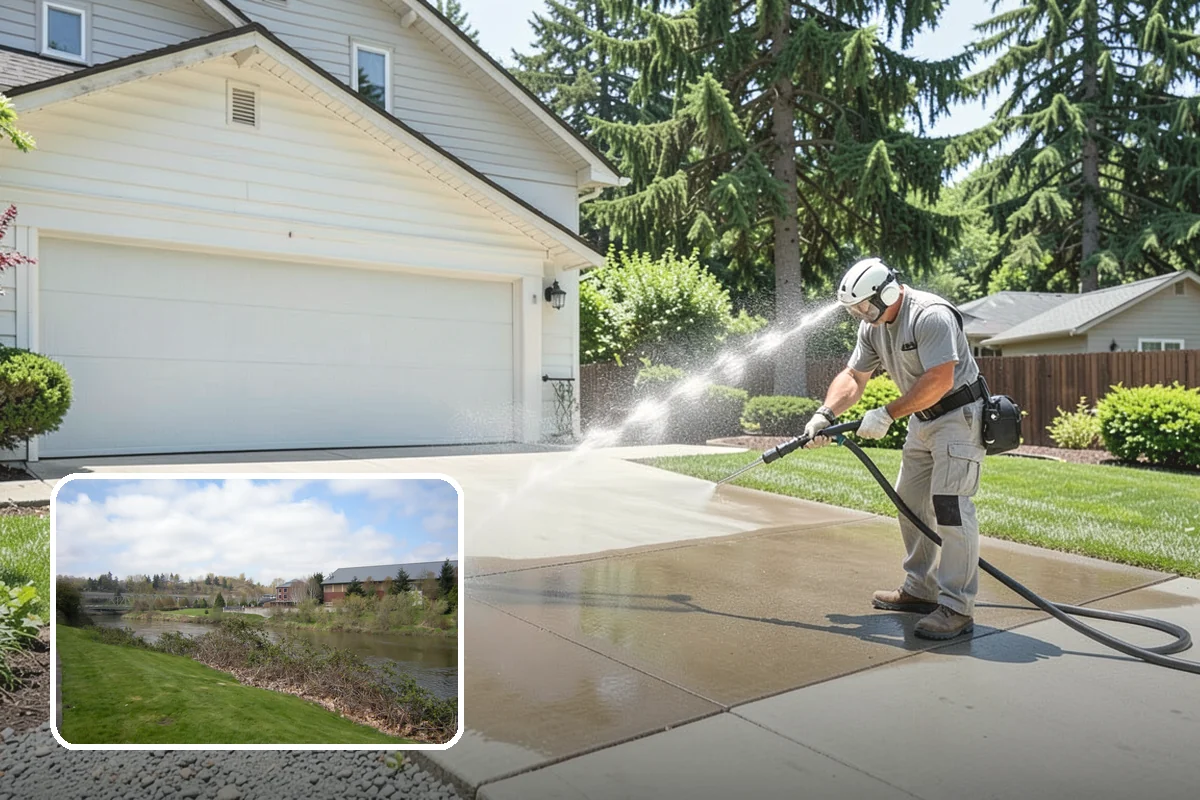 Patio Cover Cleaning in Tukwila, King County, WA - Clears heavy needle and moss buildup from the cover top