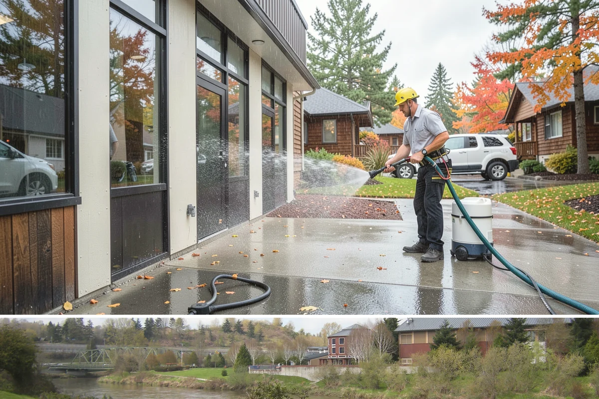 Patio Cover Cleaning in Tukwila, King County, WA - Late spring cleaning clears winter debris and readies the patio cover for the outdoor entertaining season.