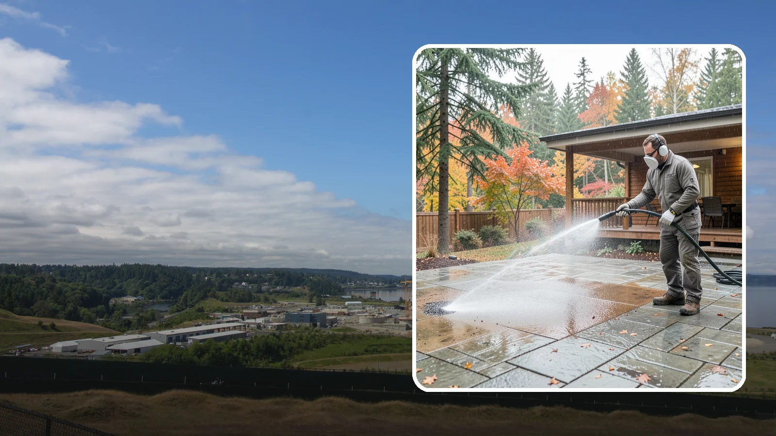 Patio Cover Cleaning in University Place, Pierce County, WA - We wash patio covers top and bottom to remove needle debris, moss, and the drip stains that shade structures collect.