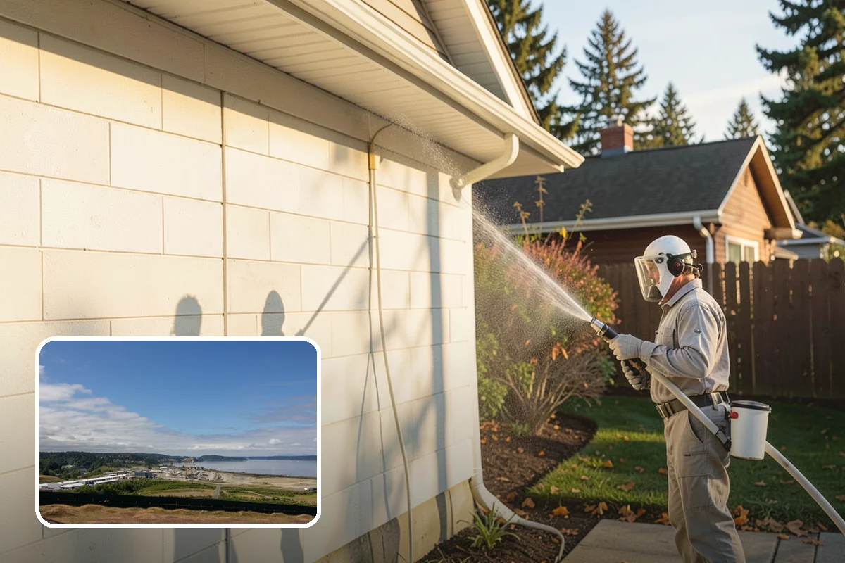 Patio Cover Cleaning in University Place, Pierce County, WA - Clears heavy needle and moss buildup from the cover top