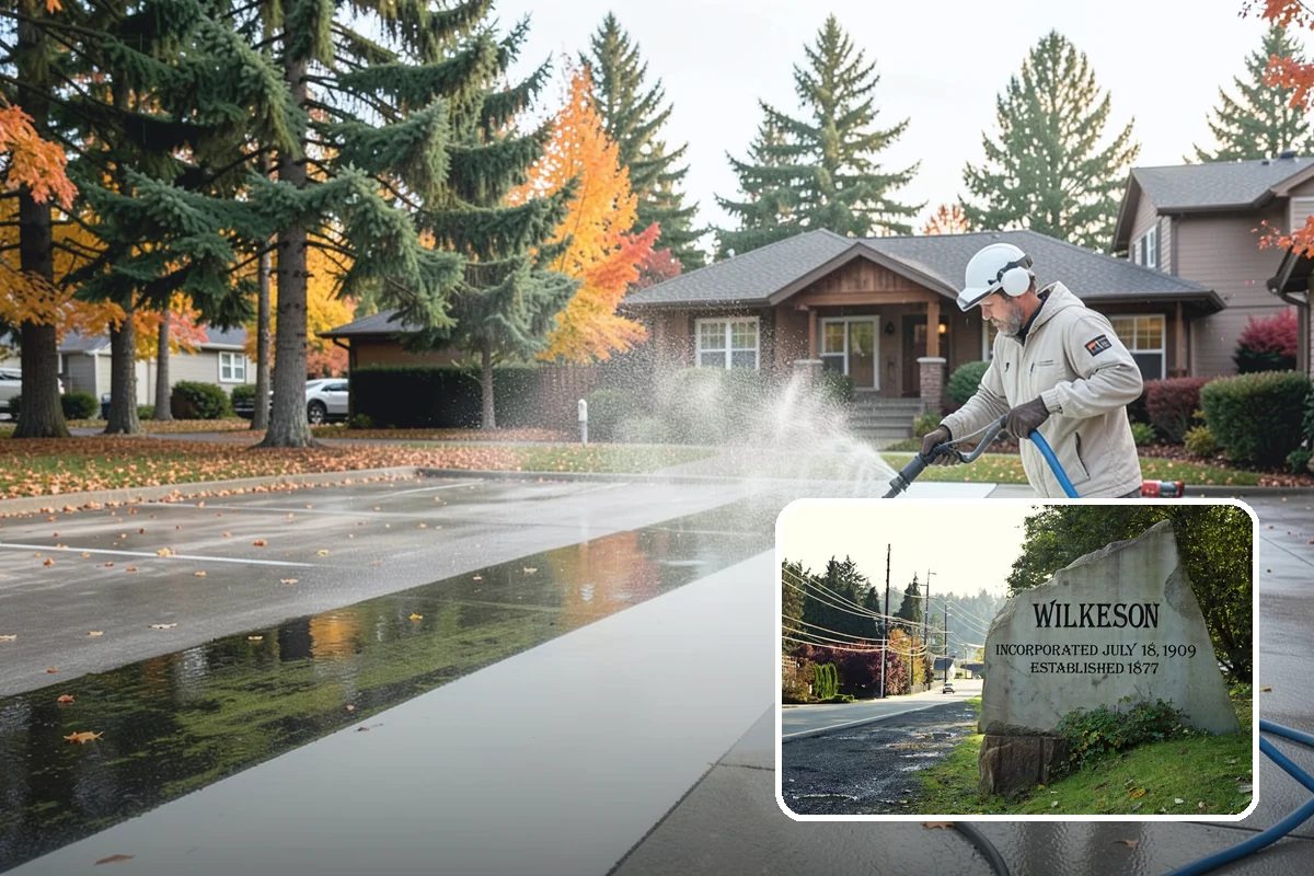 Patio Cover Cleaning in Wilkeson, Pierce County, WA - Clears heavy needle and moss buildup from the cover top