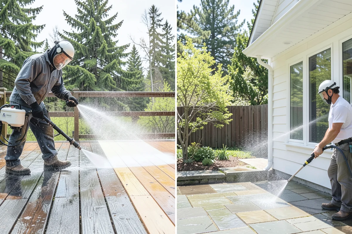 Patio Cover Cleaning in Wilkeson, Pierce County, WA - Blow needles and leaves off the cover surface
