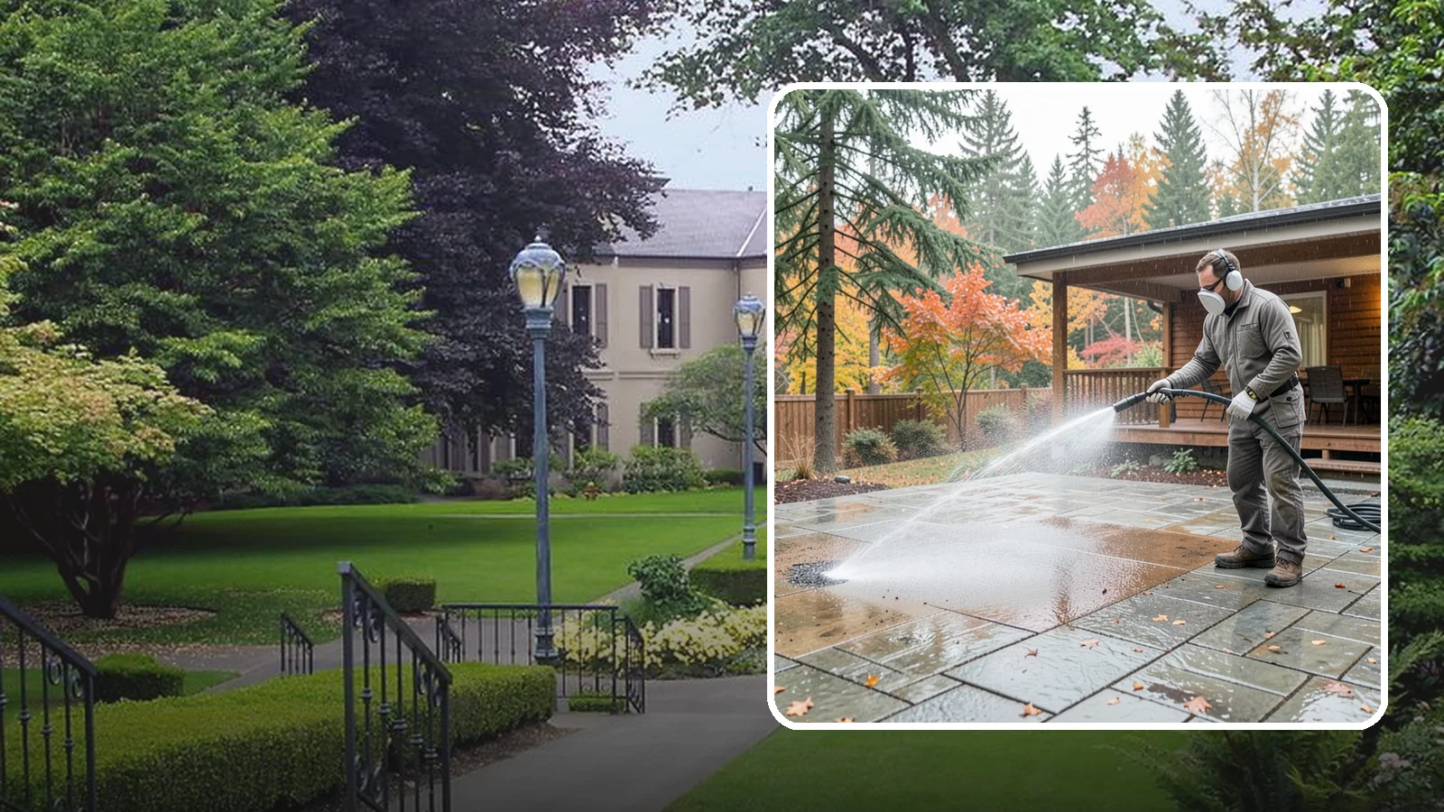 Patio Cover Cleaning in Woodinville, King County, WA - We wash patio covers top and bottom to remove needle debris, moss, and the drip stains that shade structures collect.