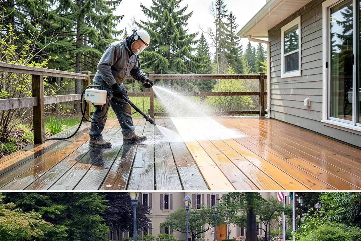 Patio Cover Cleaning in Woodinville, King County, WA - Late spring cleaning clears winter debris and readies the patio cover for the outdoor entertaining season.