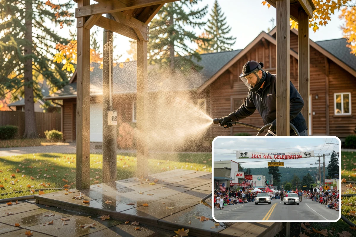 Patio Furniture Cleaning in Carnation, King County, WA - Removes the green algae film that thrives in western Washington humidity