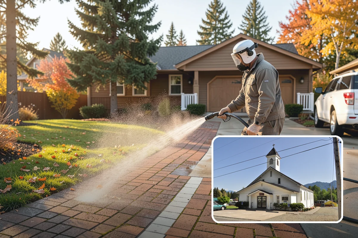 Patio Furniture Cleaning in Concrete, Skagit County, WA - Removes the green algae film that thrives in western Washington humidity