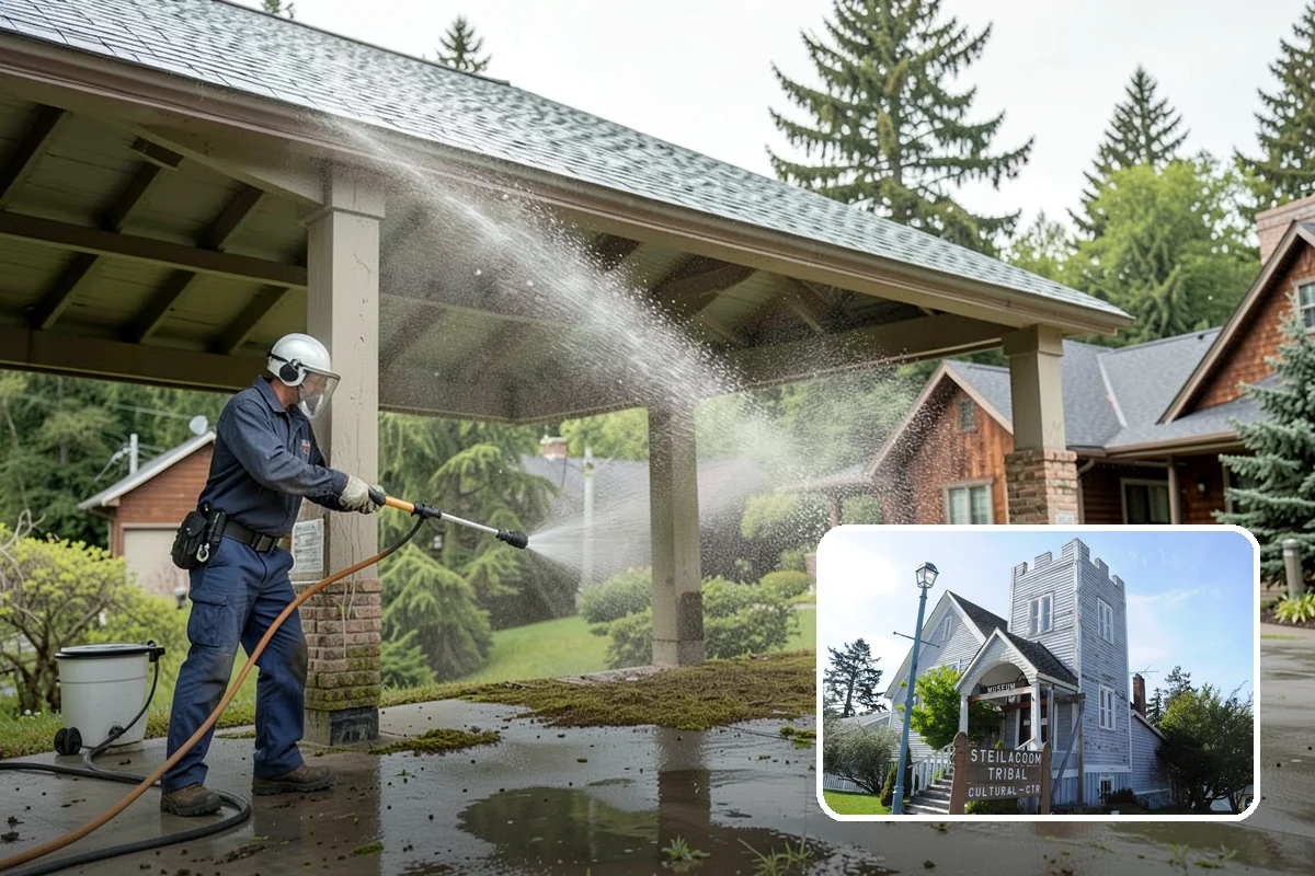 Patio Furniture Cleaning in Steilacoom, Pierce County, WA - Removes the green algae film that thrives in western Washington humidity