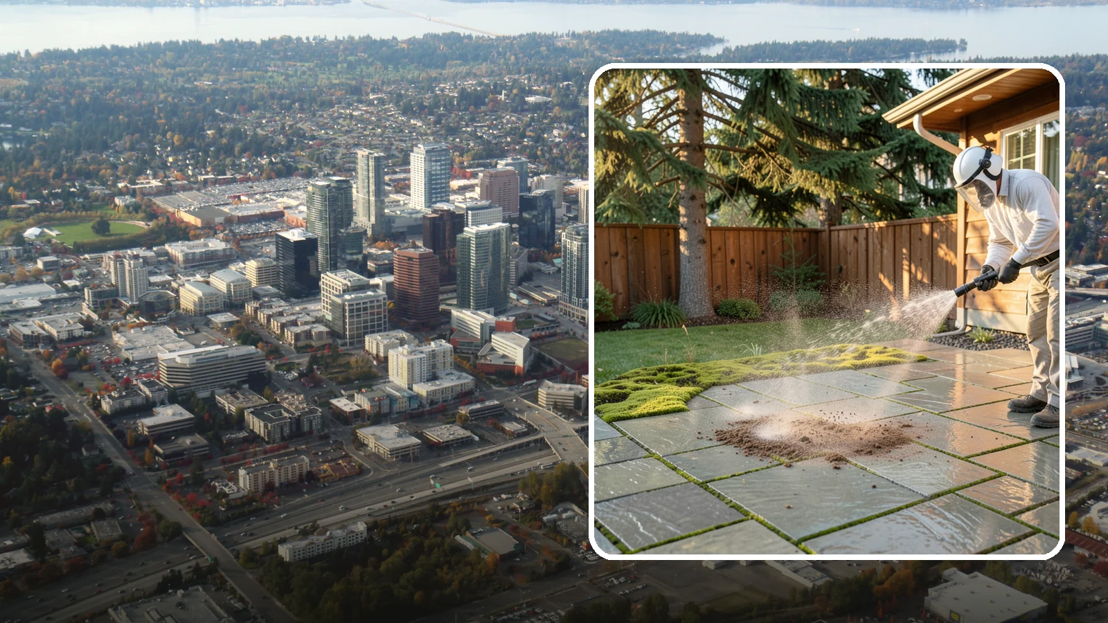 Patio Moss Removal in Bellevue, King County, WA - Kill and clear the thick moss mats that Washington's damp shade builds across patios.