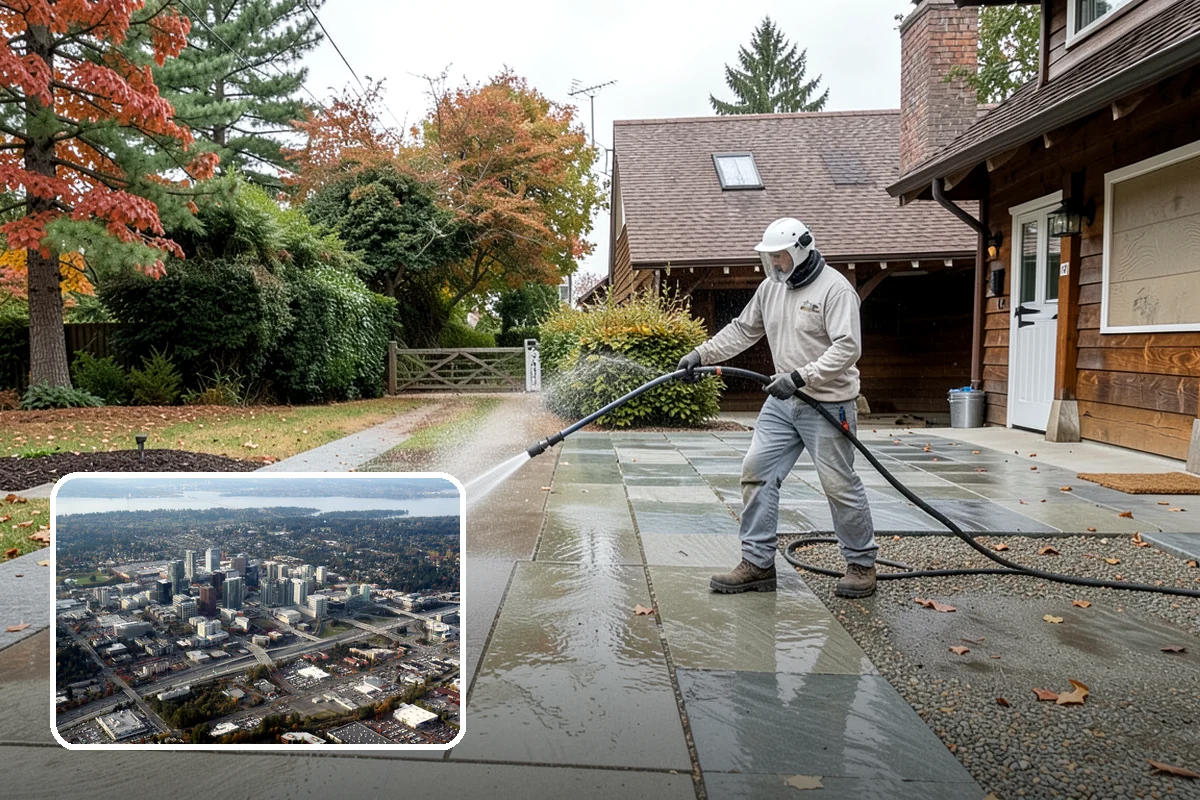 Patio Moss Removal in Bellevue, King County, WA - Kills moss at the root to slow regrowth