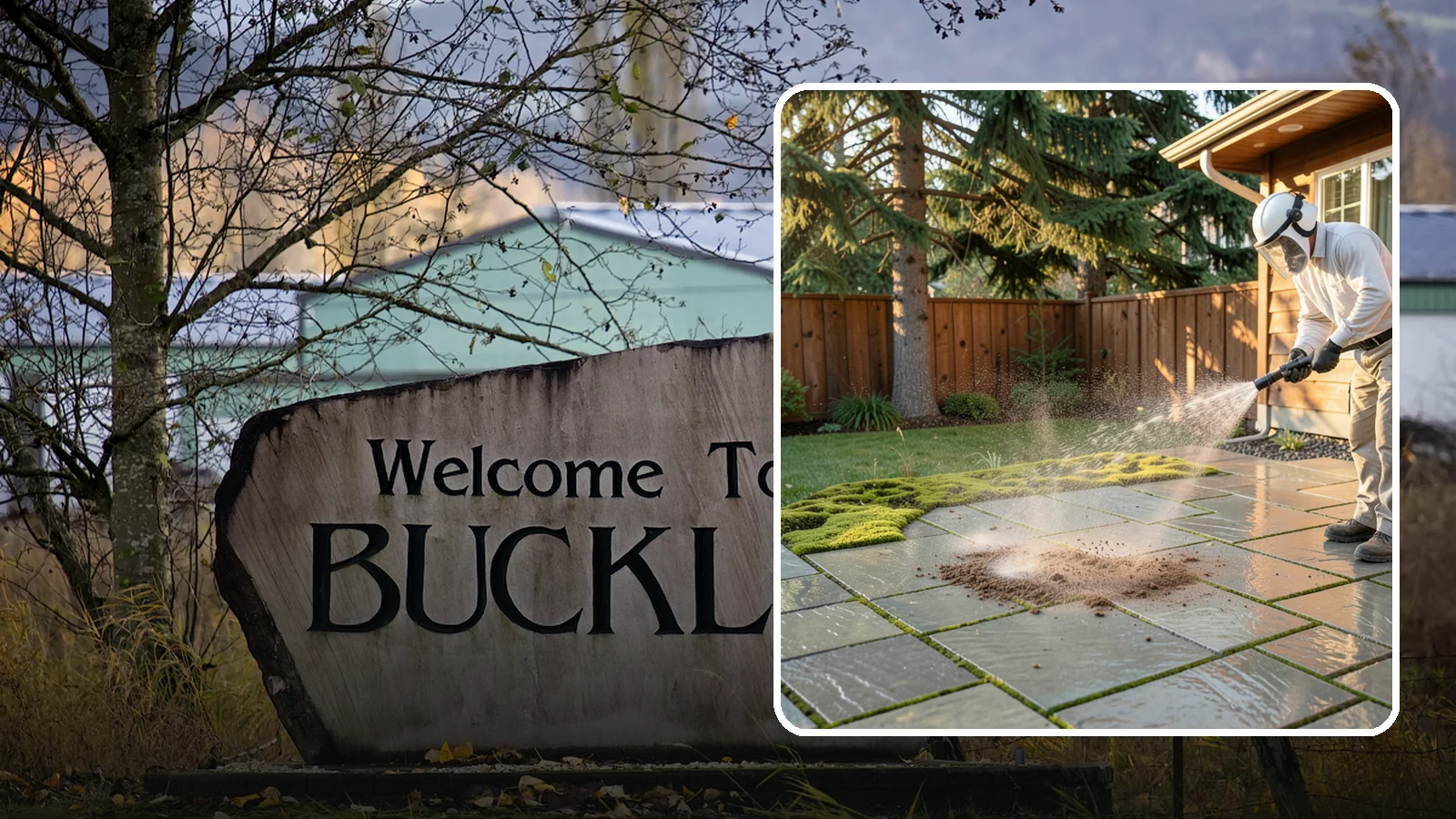 Patio Moss Removal in Buckley, Pierce County, WA - Kill and clear the thick moss mats that Washington's damp shade builds across patios.