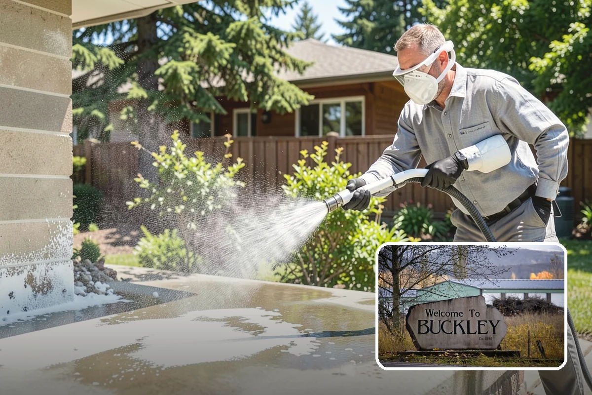 Patio Moss Removal in Buckley, Pierce County, WA - Kills moss at the root to slow regrowth