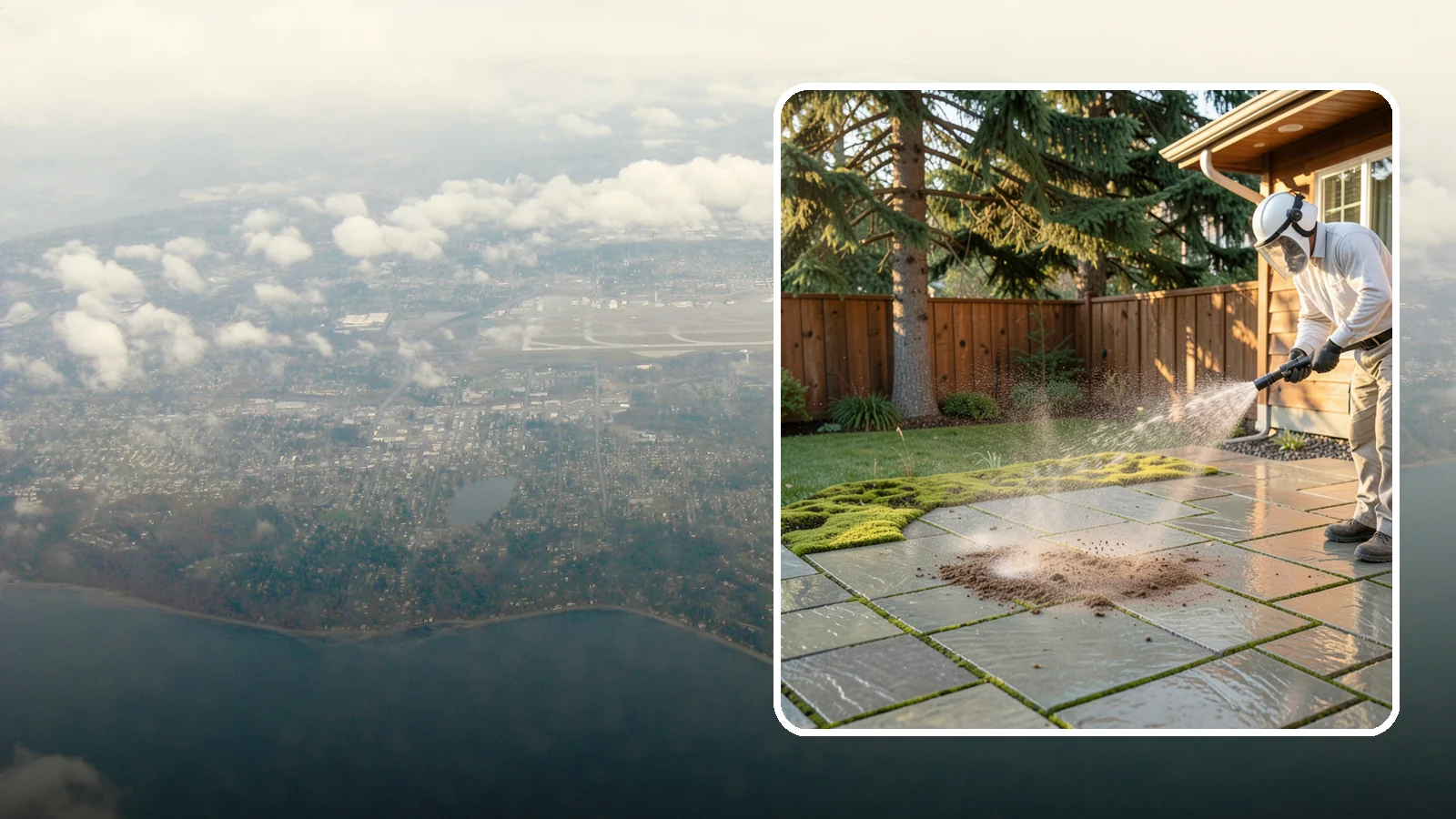 Patio Moss Removal in Burien, King County, WA - Kill and clear the thick moss mats that Washington's damp shade builds across patios.