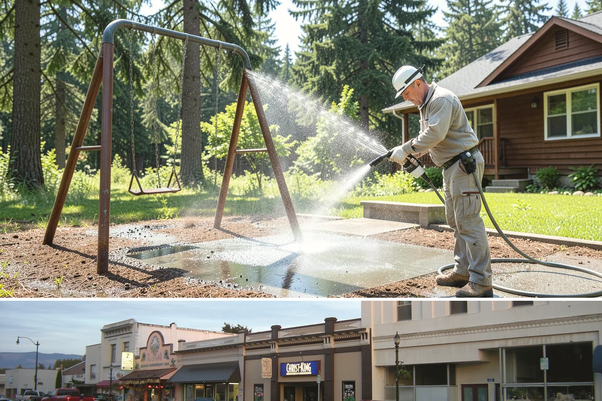 Patio Moss Removal in Burlington, Skagit County, WA - Treat patio moss in late spring, then again in fall to stay ahead of the wet season.
