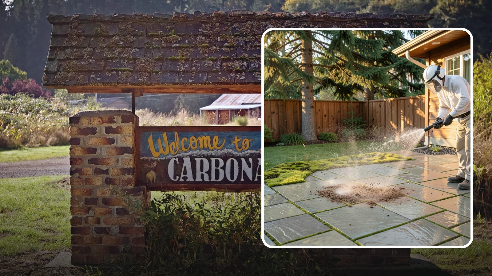Patio Moss Removal in Carbonado, Pierce County, WA - Kill and clear the thick moss mats that Washington's damp shade builds across patios.