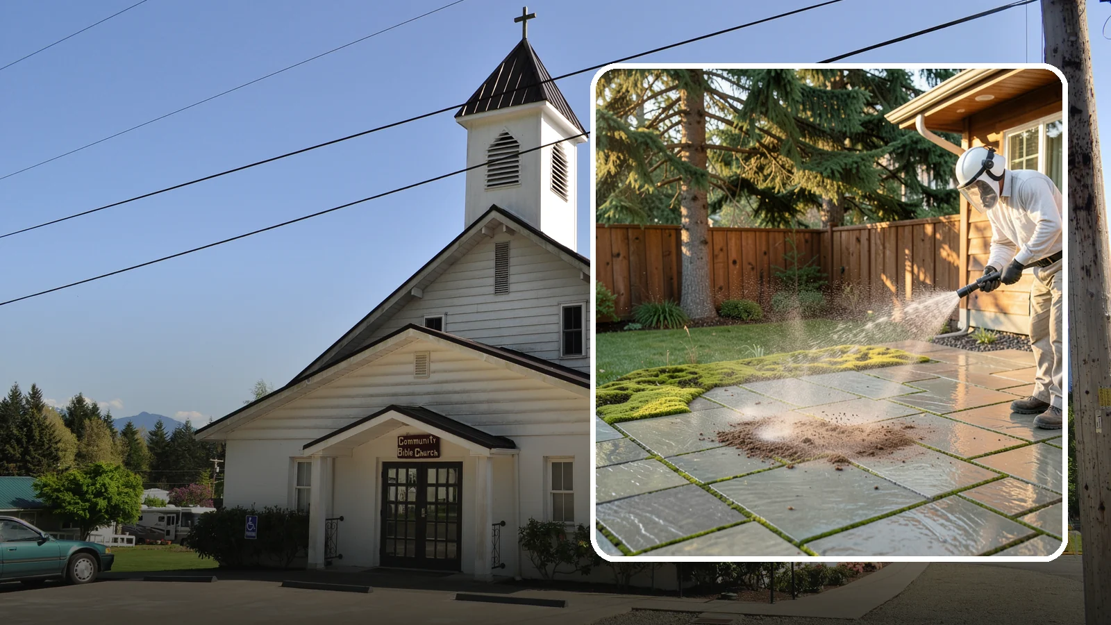 Patio Moss Removal in Concrete, Skagit County, WA - Kill and clear the thick moss mats that Washington's damp shade builds across patios.