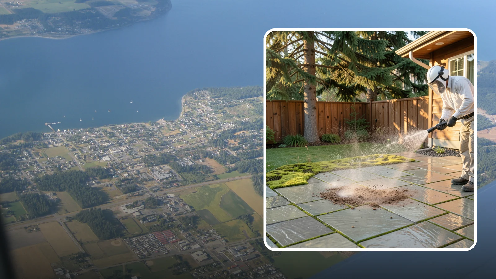 Patio Moss Removal in Coupeville, Island County, WA - Kill and clear the thick moss mats that Washington's damp shade builds across patios.