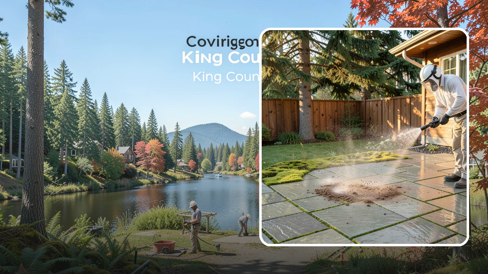 Patio Moss Removal in Covington, King County, WA - Kill and clear the thick moss mats that Washington's damp shade builds across patios.