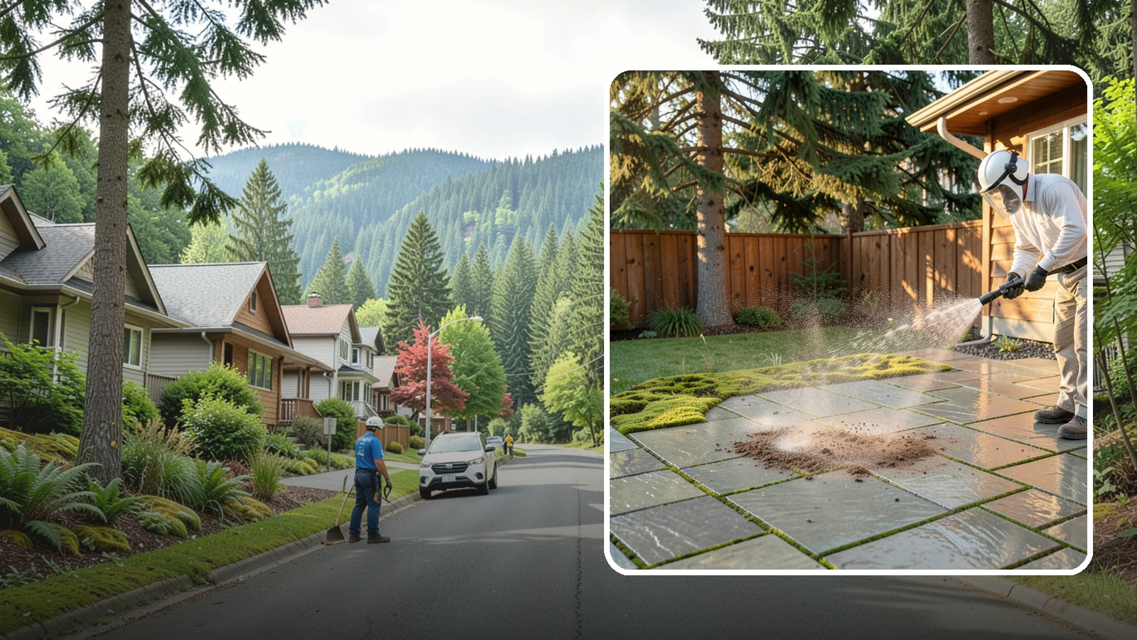 Patio Moss Removal in Darrington, Snohomish County, WA - Kill and clear the thick moss mats that Washington's damp shade builds across patios.