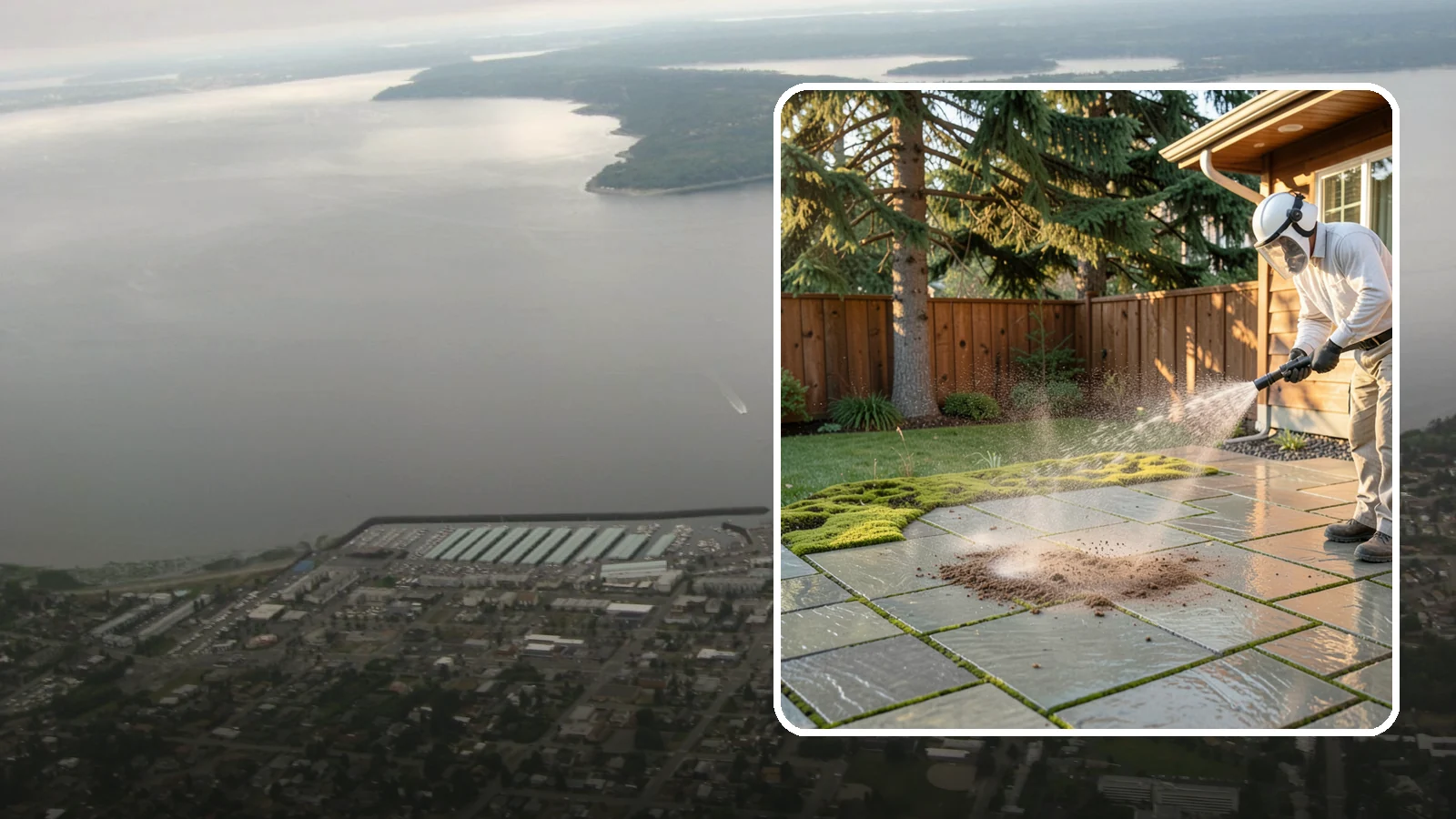 Patio Moss Removal in Des Moines, King County, WA - Kill and clear the thick moss mats that Washington's damp shade builds across patios.