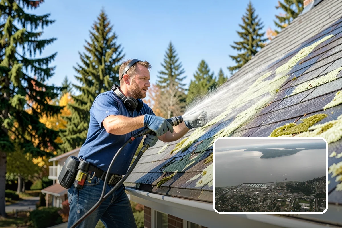 Patio Moss Removal in Des Moines, King County, WA - Kills moss at the root to slow regrowth