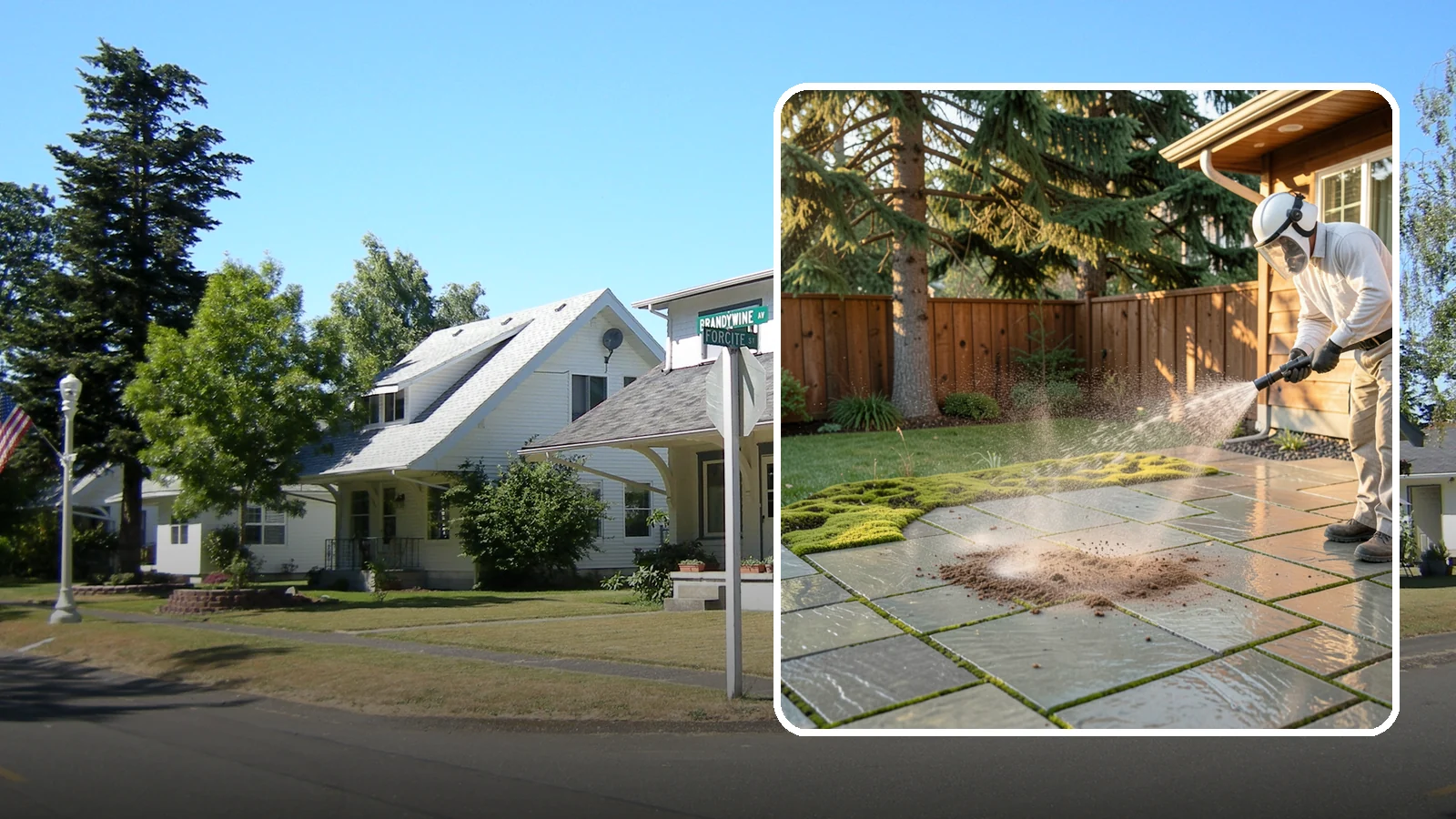 Patio Moss Removal in DuPont, Pierce County, WA - Kill and clear the thick moss mats that Washington's damp shade builds across patios.