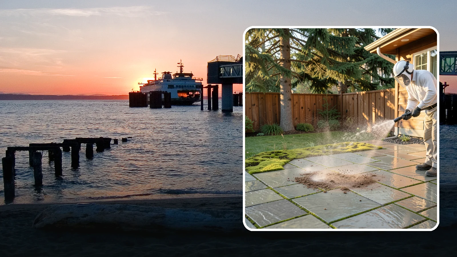Patio Moss Removal in Edmonds, Snohomish County, WA - Kill and clear the thick moss mats that Washington's damp shade builds across patios.
