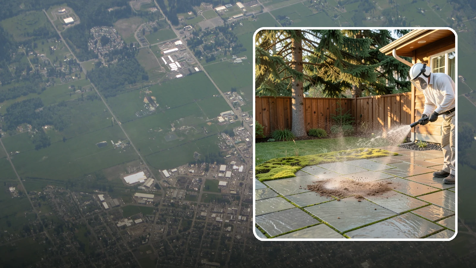 Patio Moss Removal in Enumclaw, King County, WA - Kill and clear the thick moss mats that Washington's damp shade builds across patios.
