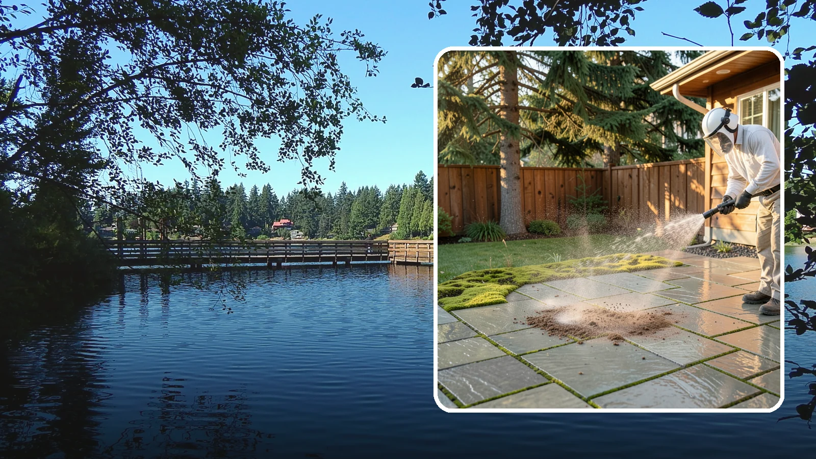 Patio Moss Removal in Federal Way, King County, WA - Kill and clear the thick moss mats that Washington's damp shade builds across patios.
