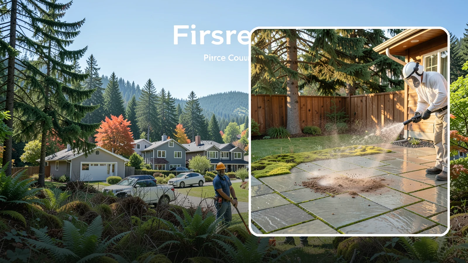 Patio Moss Removal in Fircrest, Pierce County, WA - Kill and clear the thick moss mats that Washington's damp shade builds across patios.