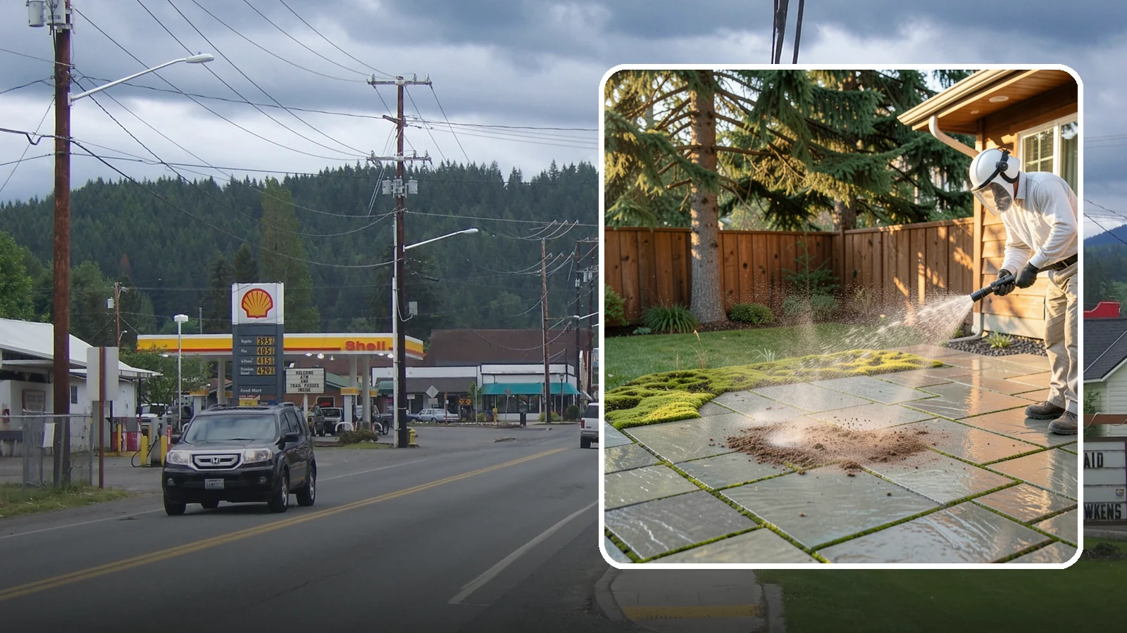 Patio Moss Removal in Granite Falls, Snohomish County, WA - Kill and clear the thick moss mats that Washington's damp shade builds across patios.