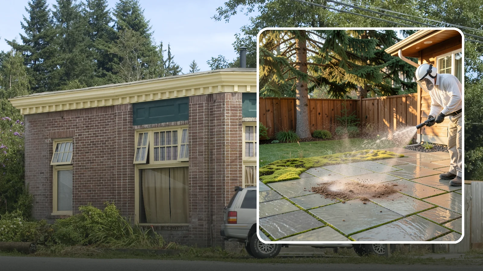 Patio Moss Removal in Hamilton, Skagit County, WA - Kill and clear the thick moss mats that Washington's damp shade builds across patios.