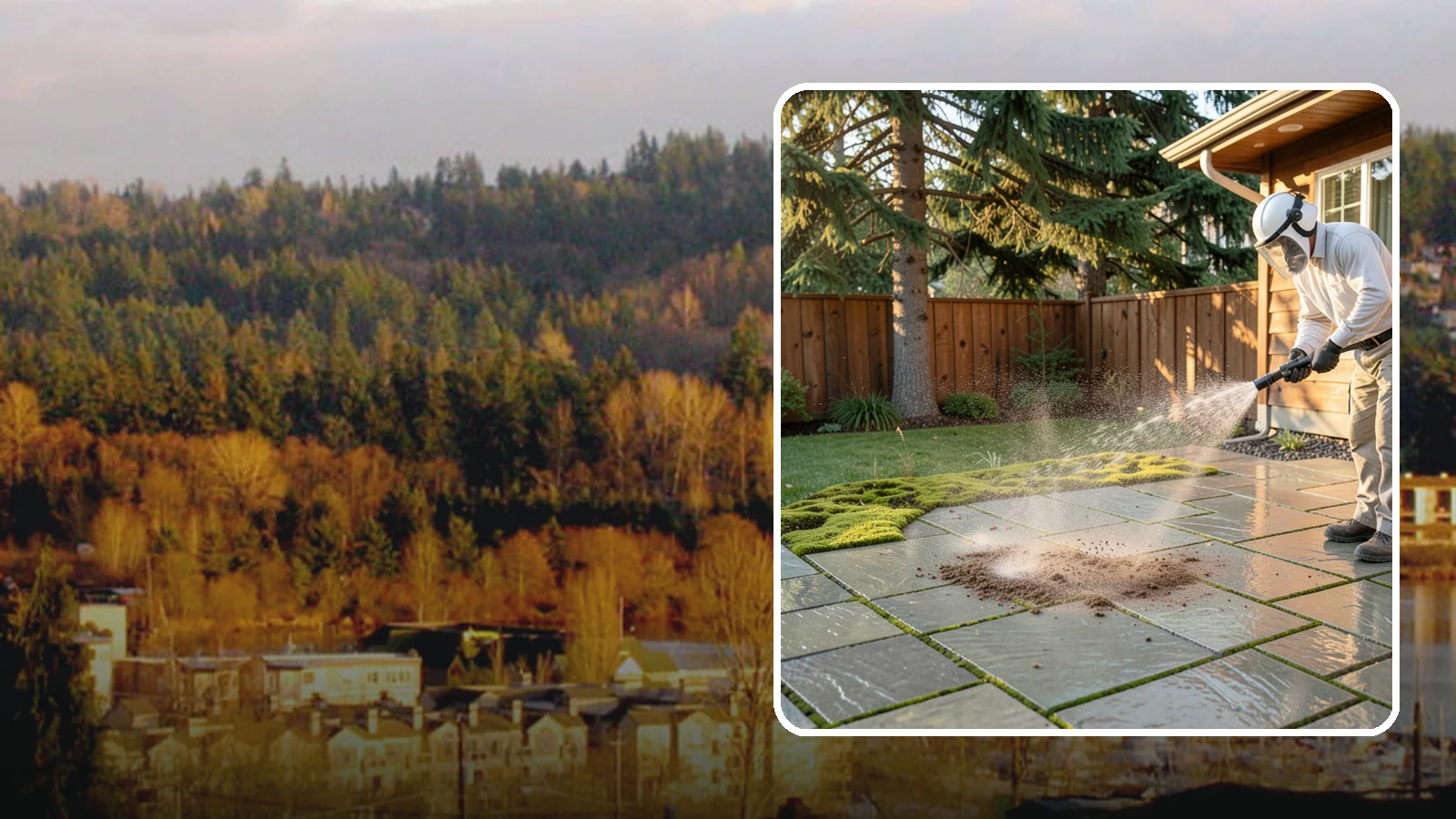 Patio Moss Removal in Kenmore, King County, WA - Kill and clear the thick moss mats that Washington's damp shade builds across patios.