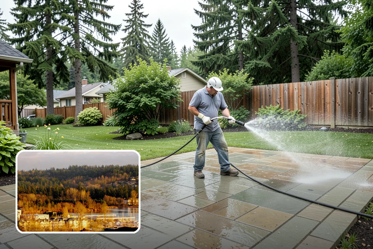Patio Moss Removal in Kenmore, King County, WA - Kills moss at the root to slow regrowth