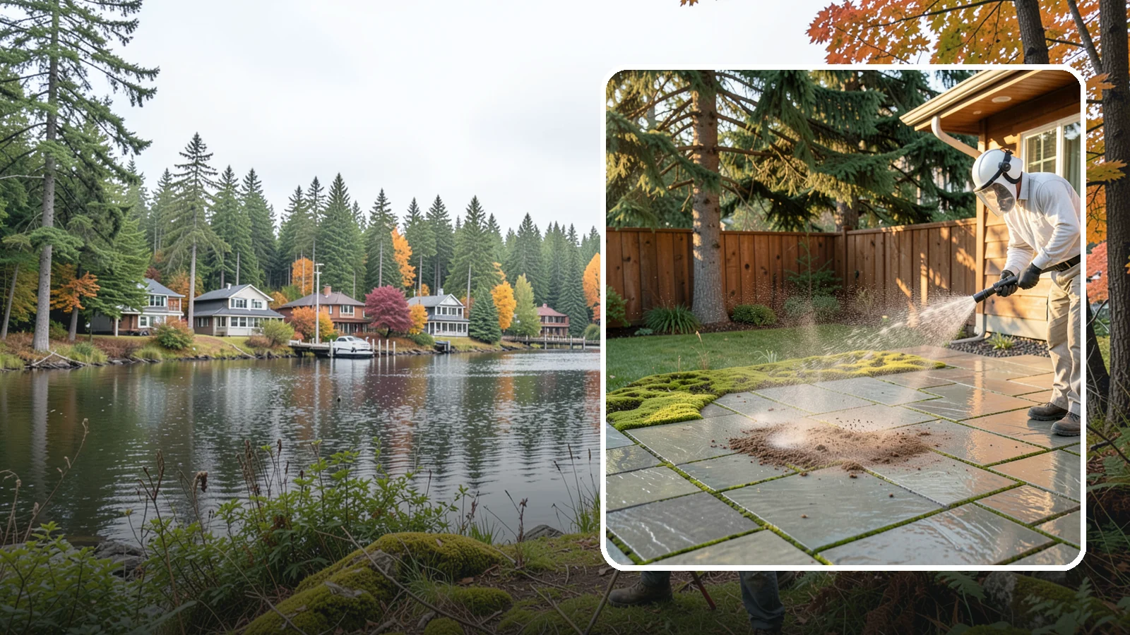Patio Moss Removal in La Conner, Skagit County, WA - Kill and clear the thick moss mats that Washington's damp shade builds across patios.
