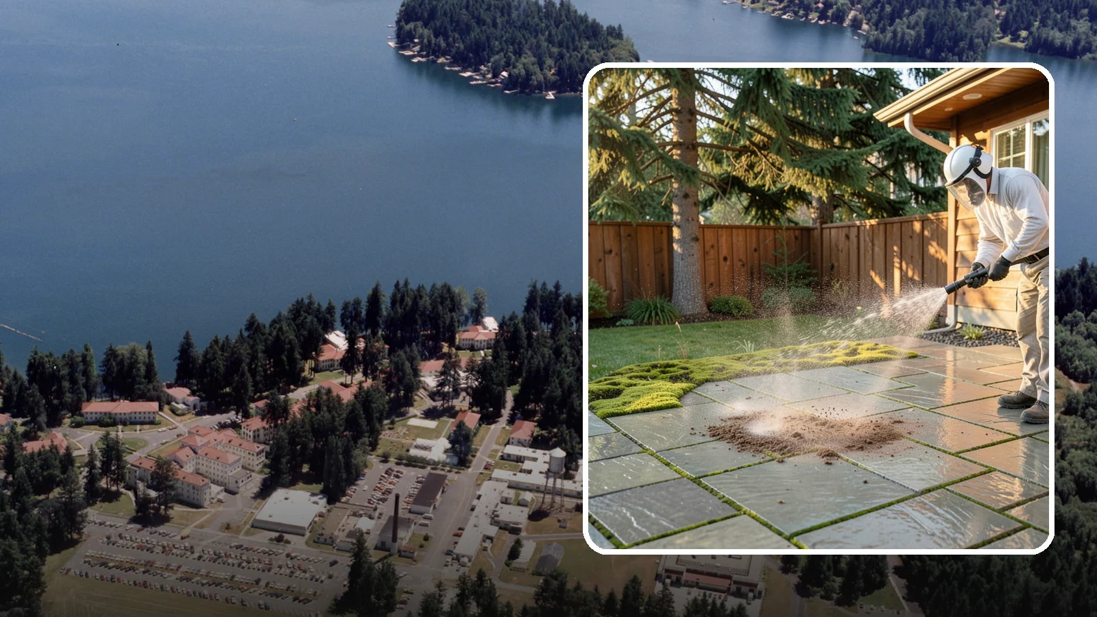 Patio Moss Removal in Lakewood, Pierce County, WA - Kill and clear the thick moss mats that Washington's damp shade builds across patios.