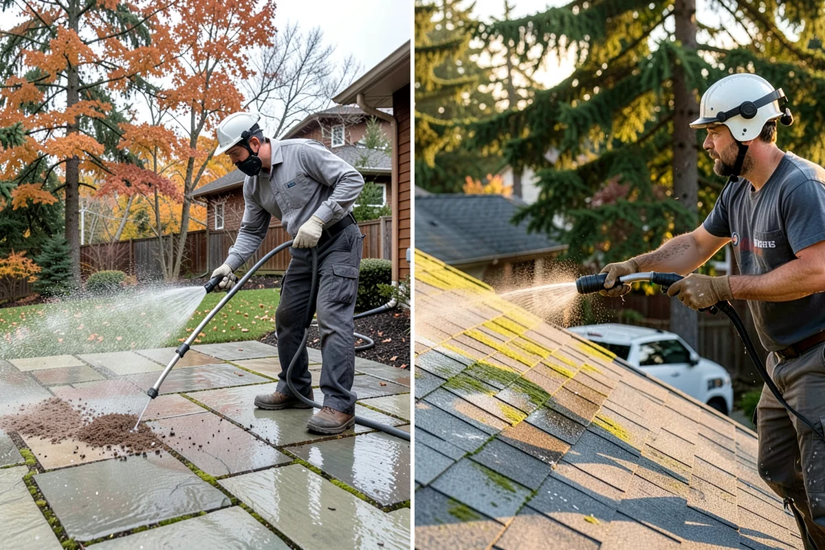 Patio Moss Removal in Lakewood, Pierce County, WA - Apply a moss-killing solution across the patio