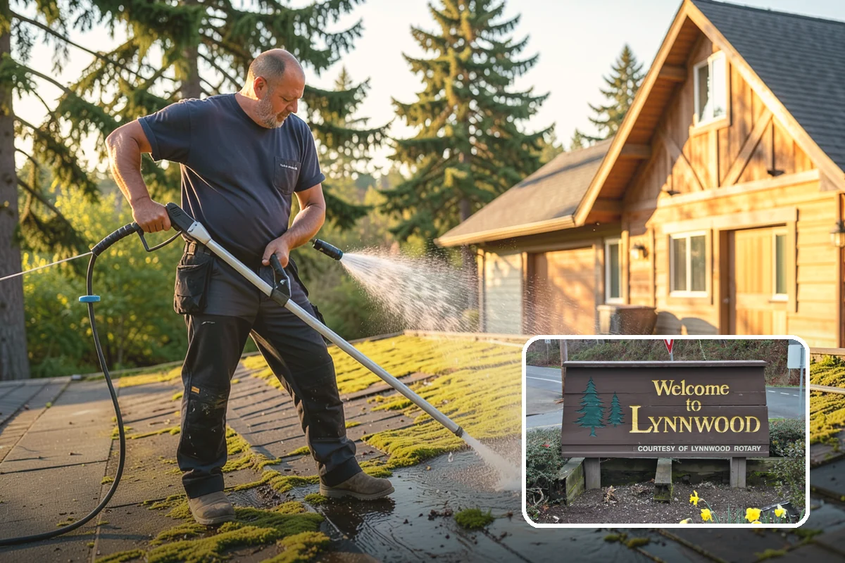 Patio Moss Removal in Lynnwood, Snohomish County, WA - Kills moss at the root to slow regrowth