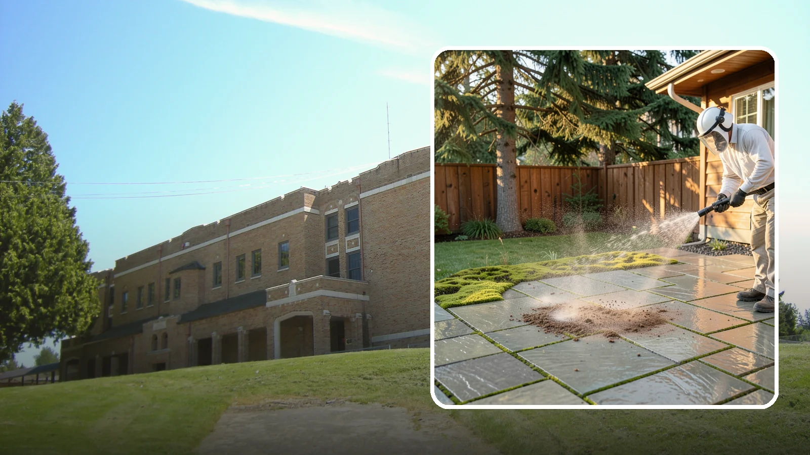 Patio Moss Removal in Maple Valley, King County, WA - Kill and clear the thick moss mats that Washington's damp shade builds across patios.