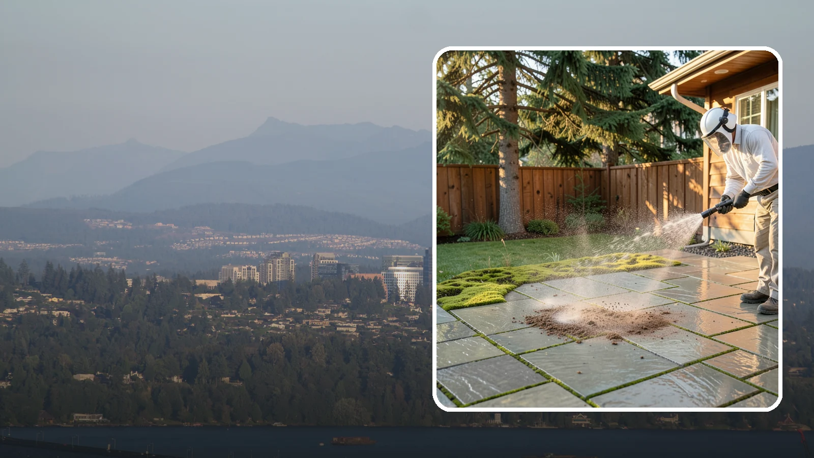 Patio Moss Removal in Medina, King County, WA - Kill and clear the thick moss mats that Washington's damp shade builds across patios.