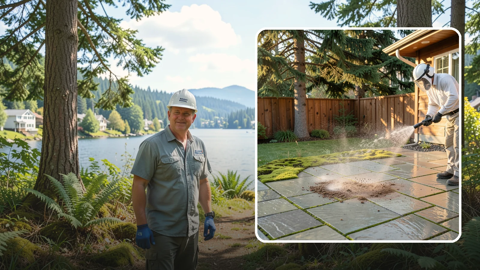 Patio Moss Removal in Milton, King County, WA - Kill and clear the thick moss mats that Washington's damp shade builds across patios.