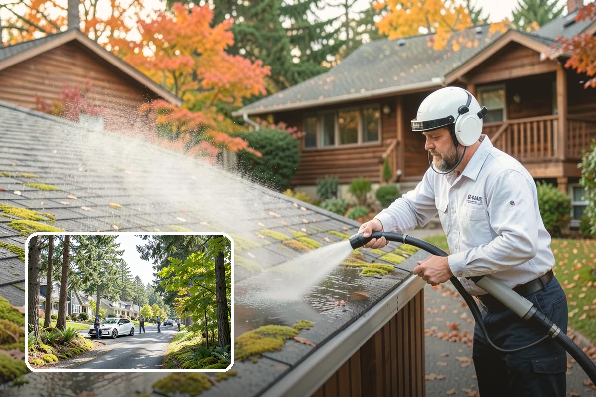 Patio Moss Removal in Normandy Park, King County, WA - Kills moss at the root to slow regrowth