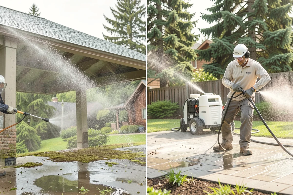 Patio Moss Removal in North Bend, King County, WA - Apply a moss-killing solution across the patio