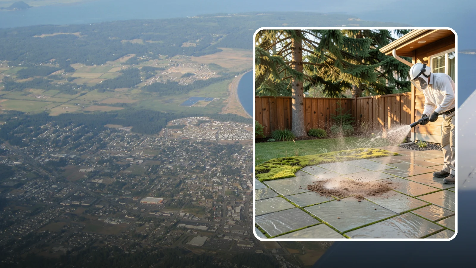 Patio Moss Removal in Oak Harbor, Island County, WA - Kill and clear the thick moss mats that Washington's damp shade builds across patios.