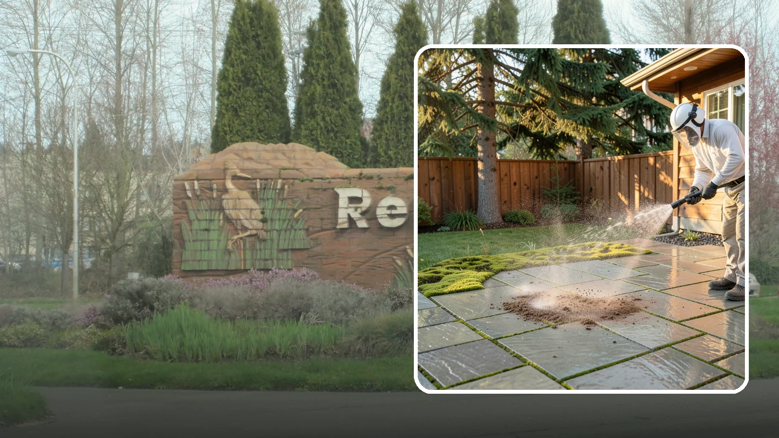 Patio Moss Removal in Renton, King County, WA - Kill and clear the thick moss mats that Washington's damp shade builds across patios.
