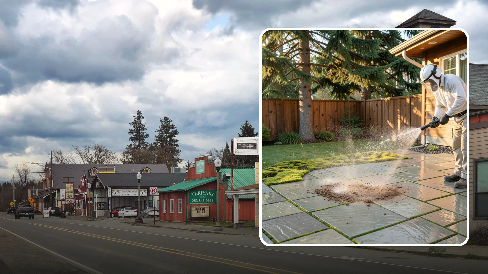 Patio Moss Removal in Roy, Pierce County, WA - Kill and clear the thick moss mats that Washington's damp shade builds across patios.