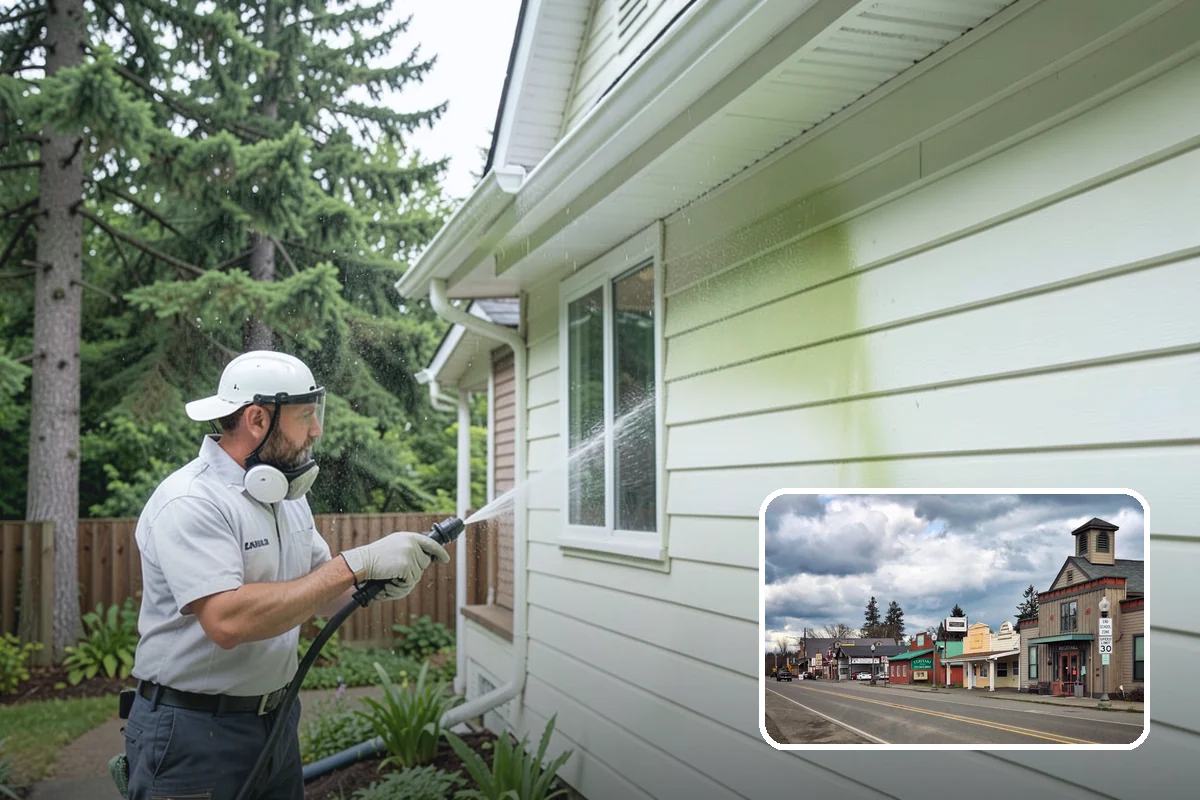 Patio Moss Removal in Roy, Pierce County, WA - Kills moss at the root to slow regrowth